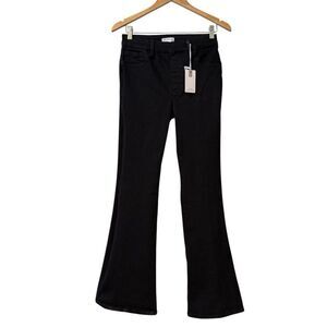 Good American Pull On High Waist Flare Jeans Black Size Large Comfy NWT